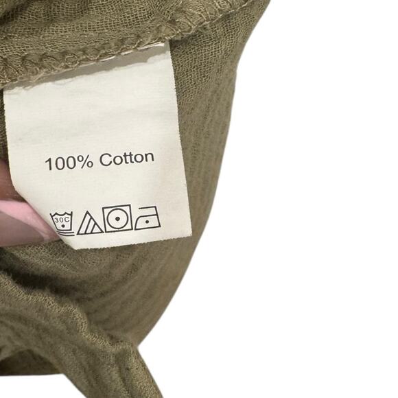 GREATHE Women's Olive Green Cotton Button Down Shirt Size L - Picture 10 of 11